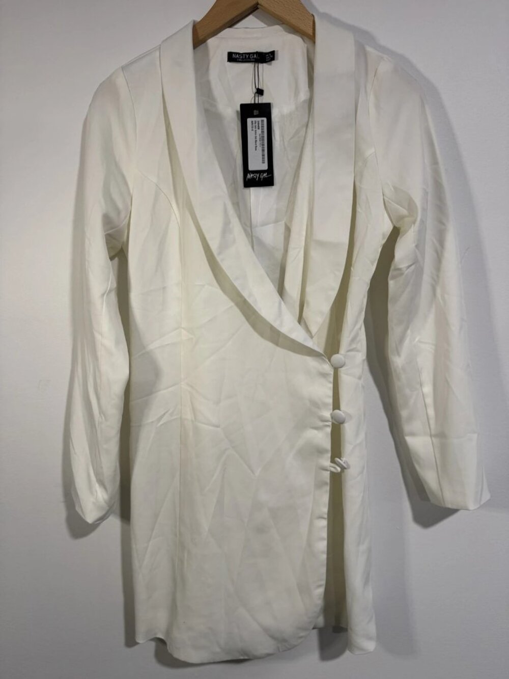 Nasty Gal Women's White Satin Blazer Dress Sz XS NWT